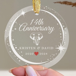 Unique Keepsake Ornament: Personalized 14th Anniversary Gift, 14 Year Anniversary Gift, Ivory Anniversary Gifts Star Frame