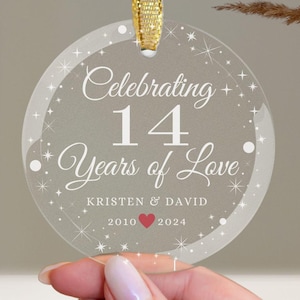 Unique Keepsake Ornament: Personalized 14th Anniversary Gift, 14 Year Anniversary Gift, Ivory Anniversary Gifts Celebrating 14 Years of Love