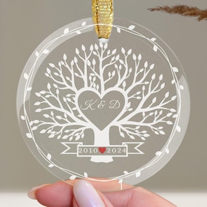 Unique Keepsake Ornament: Personalized 14th Anniversary Gift, 14 Year Anniversary Gift, Ivory Anniversary Gifts Tree