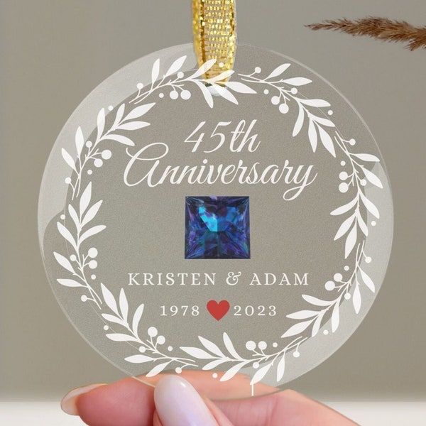 Unique Keepsake for a Milestone: Personalized 45th Wedding Anniversary Gift Ornament