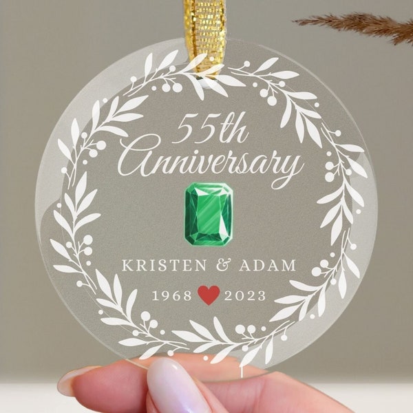 Unique Keepsake for a Milestone: Personalized 55th Wedding Anniversary Gift Ornament