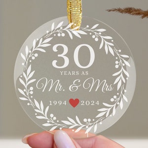 Unique Keepsake for a Milestone: Personalized 30th Wedding Anniversary Gift Ornament