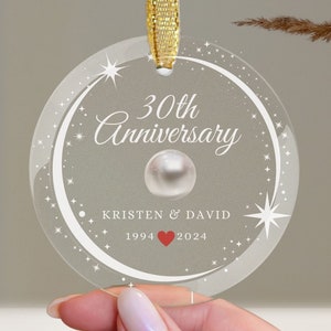 Personalized 30th Wedding Anniversary Gift, Pearl Anniversary Gifts, 30th Anniversary Gift for Parents, Keepsake Ornament Gift For Couple