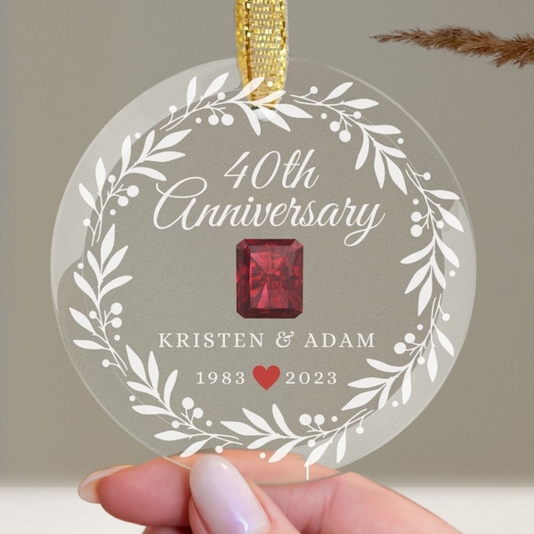 Unique Keepsake for a Milestone: Personalized 40th Wedding Anniversary Gift Ornament