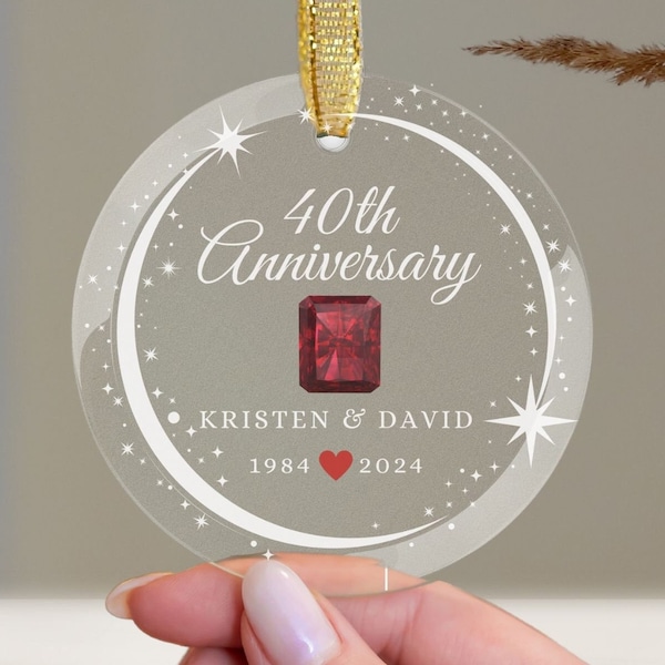 Unique Keepsake for a Milestone: Personalized 40th Wedding Anniversary Gift Ornament