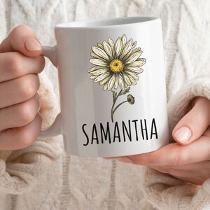 Personalized April Birthday Gifts for Women Birth Month Flower Mug Birth Flower Gift Daisy April Birthday Gift Cottage Core Floral