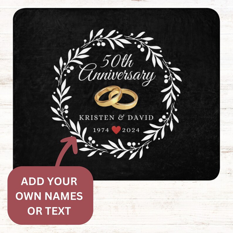 Unique Keepsake for a Milestone: Personalized 50th Wedding Anniversary Gift Blanket image 2