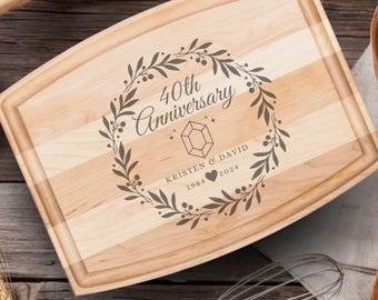 Unique 40th Wedding Anniversary Gift : Custom Cutting Board, Cutting Boards, Charcuterie Board Personalized Ruby