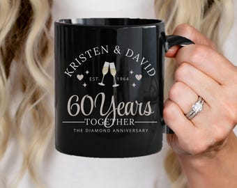 Personalized 60th Anniversary Mug Set: Mr & Mrs Floral Tree Mugs - Etsy