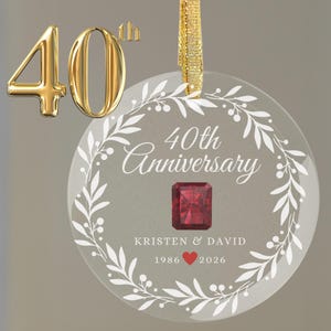 Unique Keepsake for a Milestone: Personalized 40th Wedding Anniversary Gift Ornament