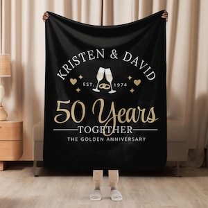 Personalized 50th Anniversary Blanket: 50th Wedding Anniversary Gifts For Parents, Custom Golden Anniversary Blankets