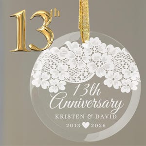 Unique Keepsake for a Milestone: Personalized 13th Wedding Anniversary Gift Ornament