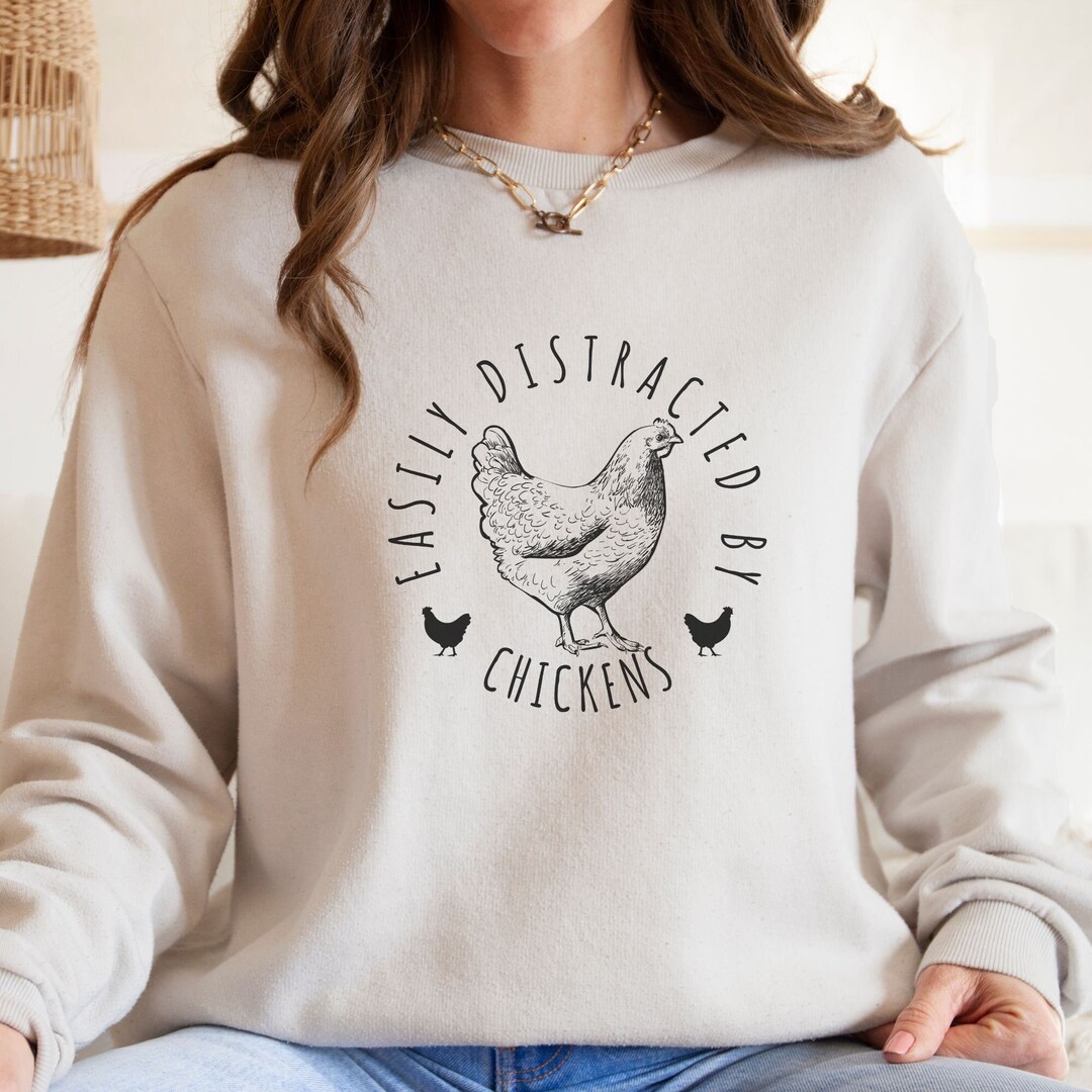 Chicken In High Heels Print Casual Cotton Sweatshirt