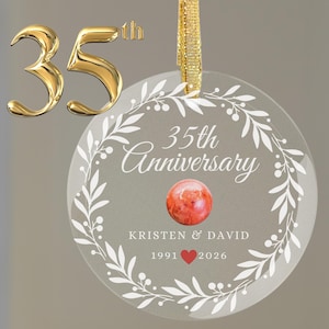 Unique Keepsake for a Milestone: Personalized 35th Wedding Anniversary Gift Ornament