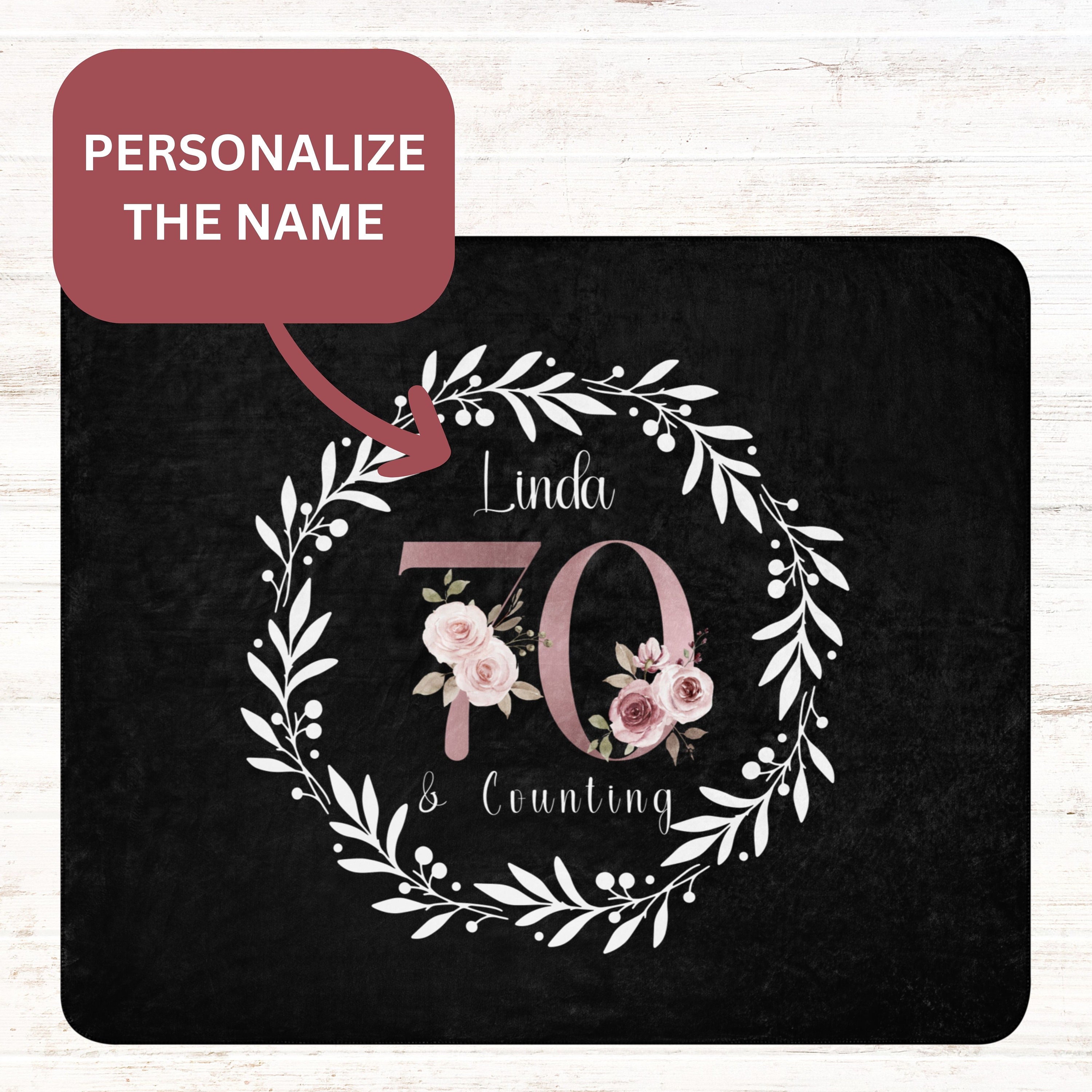 Blumuze 70th Birthday Gifts For Women, Personalised Fleece Blanket 1955