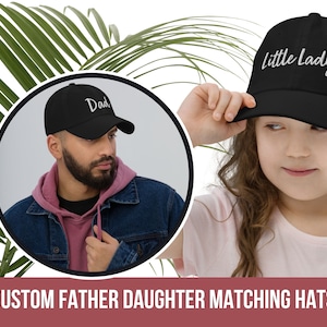 Daddy and Me Baseball Cap, Father and Daughter Hat, Father&#39;s Day Gift, Custom Dad Cap, New dad to be gift, Personalized Hat, Family Matching