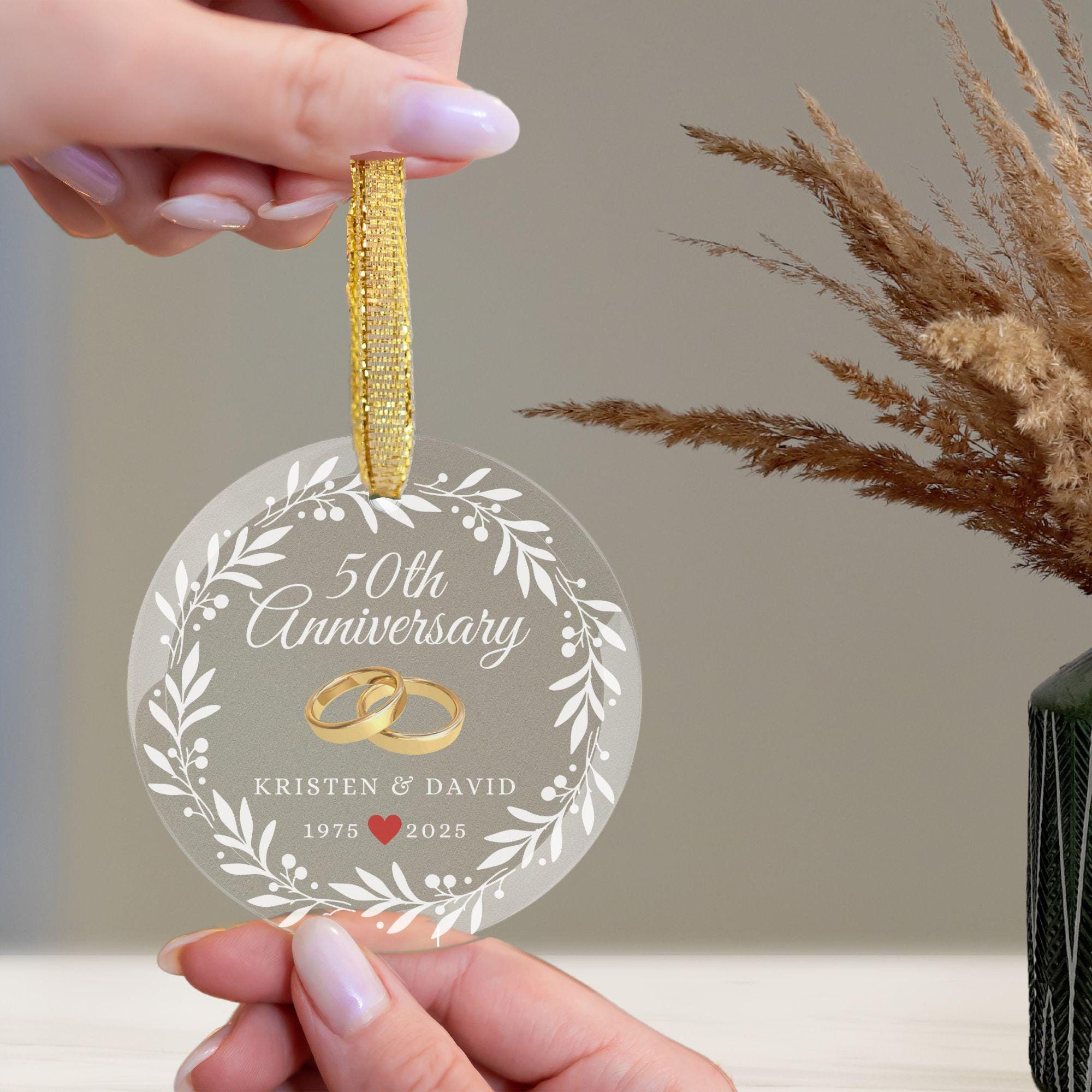 Unique Keepsake for a Milestone: Personalized 50th Wedding Anniversary Gift Ornament