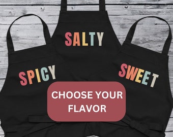 Matching Couples Aprons - Add Some Flavor to Your Cooking  - Choose Salty, Spicy, or Sweet