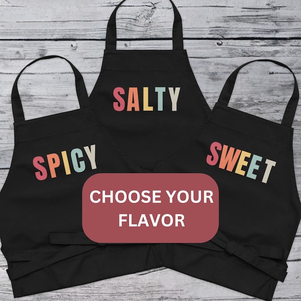 Matching Couples Aprons - Add Some Flavor to Your Cooking  - Choose Salty, Spicy, or Sweet