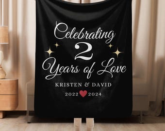 Second Year Wedding Anniversary Gift: 2nd Wedding Anniversary Gifts, Cotton Anniversary Gift,  Personalized 2 Year Anniversary Blanket Gift