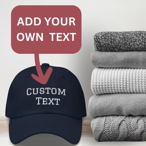 Custom Text Embroidered Hat, Personalized Dad Cap, Embroidered Baseball Cap, Matching Team Hats, Vintage Baseball Hat, Group Hats,