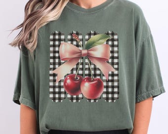 Coquette Cherry Sweatshirt, Fruit Shirt for Women, Summer Shirt For Her, Trendy Beach Shirts, Cherry Festival Outfit, Cherries Aesthetic Tee