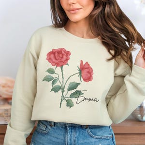 Birth Flower June Birthday Gifts For Her, Birth Month Flower Shirt Gift For Women, Birth Flower Sweatshirt, Rose name, Best Friend Gift Tee