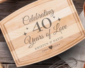 Unique 40th Wedding Anniversary Gift : Custom Cutting Board, Cutting Boards, Charcuterie Board Personalized Celebrating 40 Years of Love