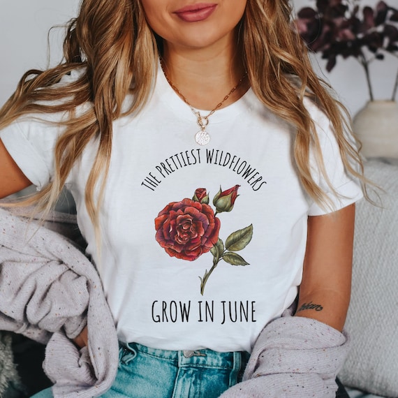 June Birthday Gifts for Women | Birth Month Flower Shirt |  Birth Flower Shirt | Rose | Cottage Core Shirt | Floral Shirt