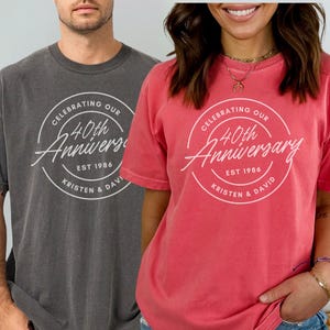 Personalized 40th Anniversary Shirts: 40th Wedding Anniversary Gifts For Parents, Custom Comfort Colors® Shirt, Ruby Anniversary Tee