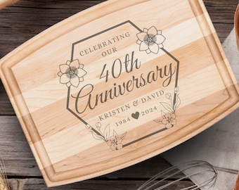 Unique 40th Wedding Anniversary Gift : Custom Cutting Board, Cutting Boards, Charcuterie Board Personalized