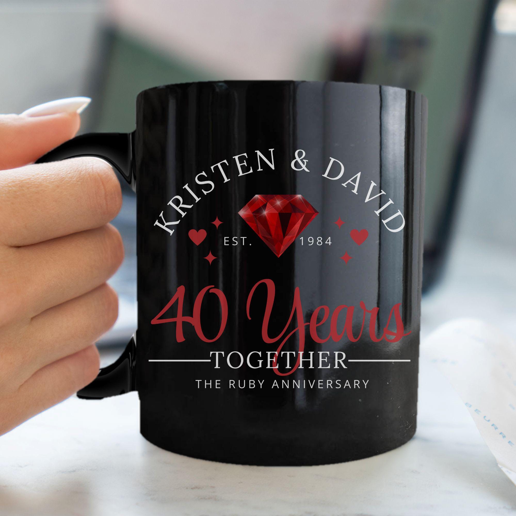 Personalized 40th Anniversary Mug: 40th Wedding Anniversary Gifts for  Parents, Custom 40th Anniversary Coffee Mugs, Ruby Anniversary Gift - Etsy
