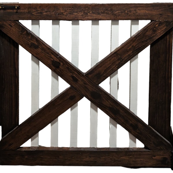 Rustic wooden stair gate.  Great for doorways and stairs.  Great for pets!