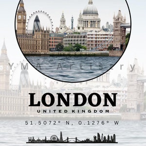 DIGITAL DOWNLOAD. City poster with coordinates and skyline, City poster printable, City print, country print, wall hang.