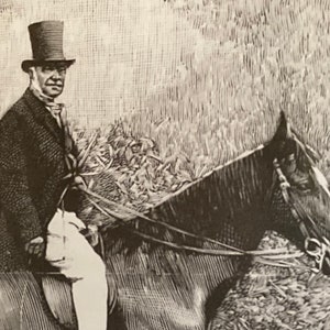 Antique Print Depicting a Gentleman atop a Fine Horse. Victorian.