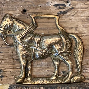Antique Brass Horse Wall Art - Hanging Horse Decoration. Working Horse. Horse Harness
