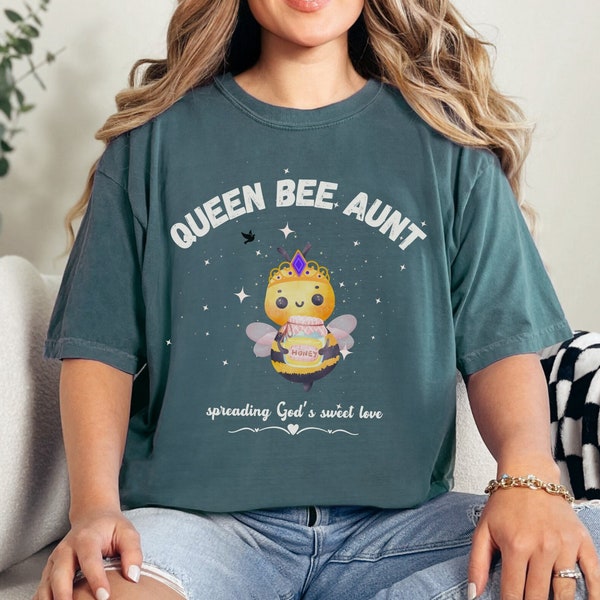 Custom Queen Bee Gift Best Auntie Bee Tshirt Good Vibes Shirt Personalize Gift for-Her Cool Tia Mothers Day Gift for Abuela Insect Faith Tee