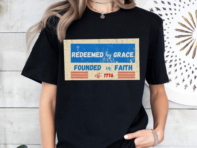 Christian fourth of july crew shirt jesus clothes faith based shirt