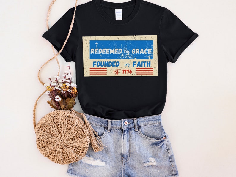 Christian fourth of july crew shirt jesus clothes faith based shirt