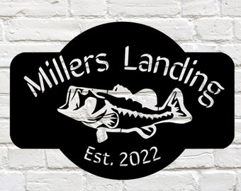 Metal Bass Sign, Custom Metal Sign, Personalized Sign, Camp Sign, Camp Decor, Fishing Sign, Lakehouse Sign, Custom Metal Bass Fishing Sign,