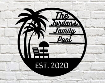 Personalized Pool & Patio Metal Sign, Custom Patio Sign, Metal Patio Sign, Outdoor Pool Sign, Outdoor Patio Sign, Metal Patio Sign With Name