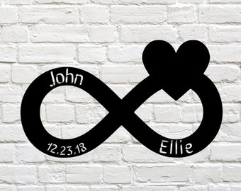Custom Infinity Sign, Personalized Wedding Gift For Couple, Custom Metal Engagement Sign, Anniversary Gift, Custom Wedding Date Sign, Metal