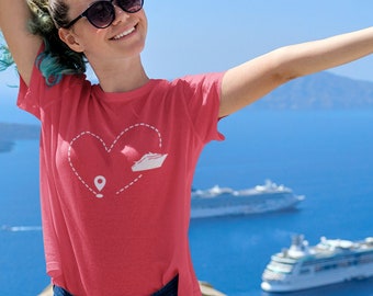 I love to Cruise Heart, Cruise Ship Beach Vacation Unisex Jersey Short Sleeve Tee, Family Group Travel T-shirt