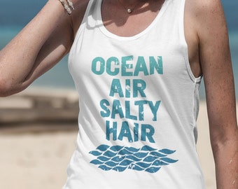 Ocean Air Salty Hair, Bachelorette Party, Matching Girls Trip Tank Top, Ideal Racerback Tank, Beach Tank, Funny beach Tank