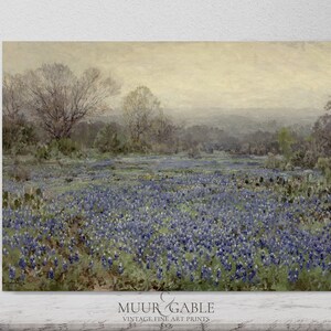 Muted Vintage Country Digital Art Print Lavender Meadow Printable Art Soft Spring Impressionist Oil Painting 1030 image 4