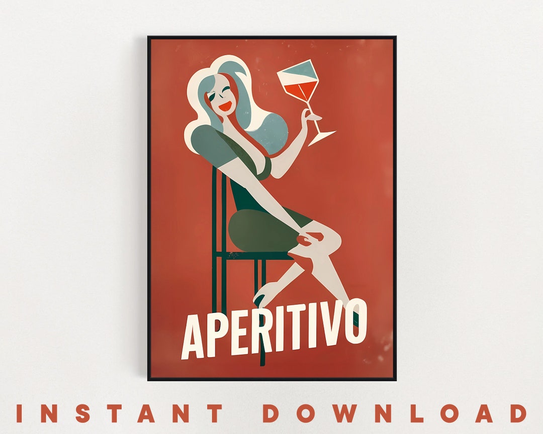 Aperitivo - Vintage Italian Poster, Kitchen, Dining Room, Instant ...