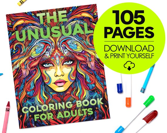 Das Ungewöhnliche Malbuch für Erwachsene, 105 druckbare seltsame Ausmalseiten, Sofort Download PDF Drucken zu Hause