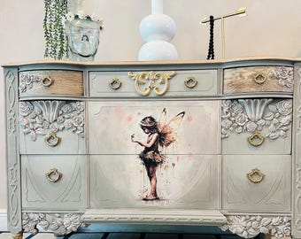 Painted Mid-Century Dresser: Reclaimed Fairy Tale Chest of Drawers