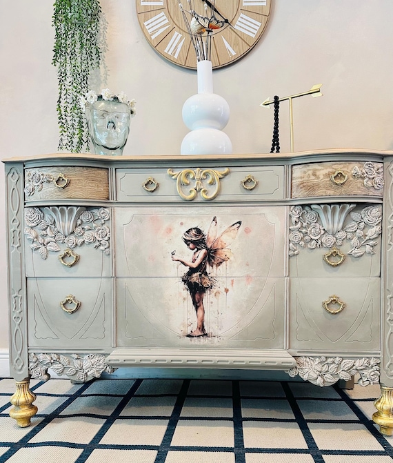 Painted Mid-Century Dresser: Reclaimed Fairy Tale Chest of Drawers