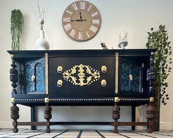 NEW***Vintage Server/ 1940s Buffet/Blue Server-Buffet/ Antique Buffet